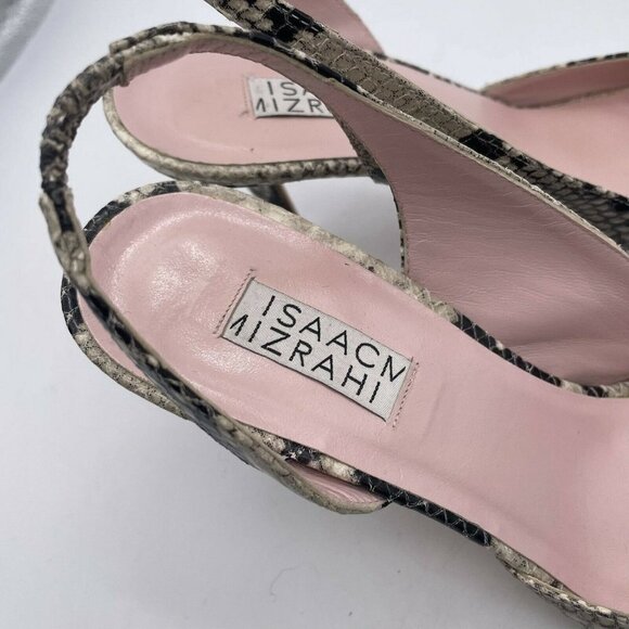 Isaac Mizrahi Women Slingback Heels Peep Toe Genuine Leather Animal Print Size 8 - Picture 5 of 6